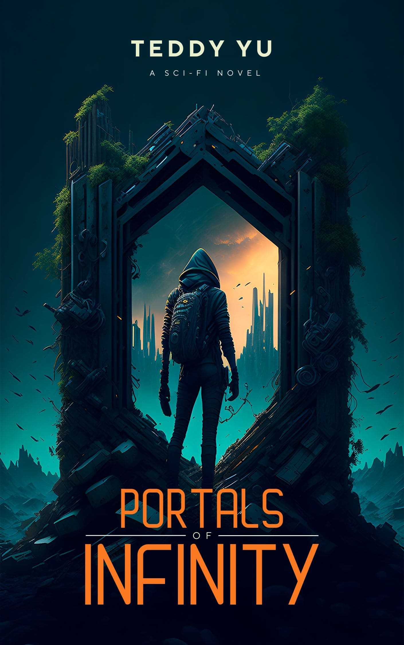 Cover for Teddy Yu's Portal's Infinity: A vibrant and captivating design featuring the title and author's name on a cosmic background